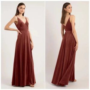 Jenny Yoo BHLDN Andi Velvet Wrap Dress Gown Style 2930 English Rose Size 18